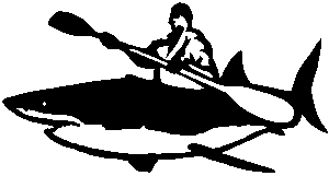decoration humour stickers kayak sur requin autocollant kayakiste atomistickers